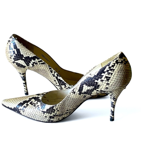 Stuart Weitzman Snakeskin Patterned Pointed Toe 3.4” Stiletto Heels Size 9.5M - Picture 3 of 10